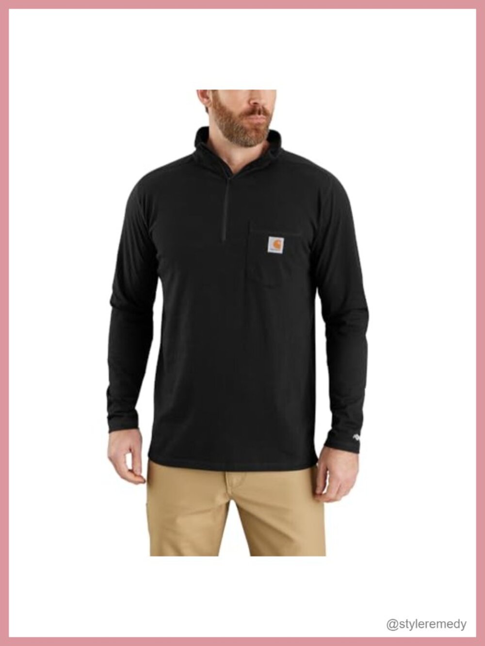 Carhartt Force Relaxed Fit Quarter Zip Pocket T-Shirt Long Sleeve Mock Neck